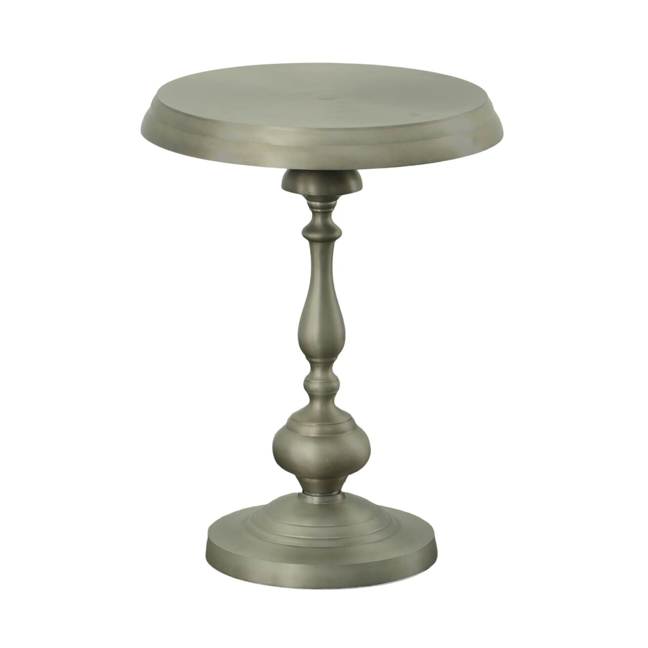 Contemporary Home Living Pedestal-Style Metal Accent Table - 24" - Antique Nickel